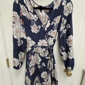 Yumi Kim Navy Floral Long Sleeve Wrap Dress